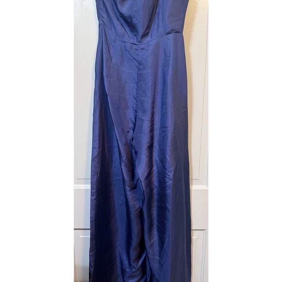 NWT Elliatt Anthropologie Waterside Blue Silk Jumpsuit One Shoulder Size Small - Picture 10 of 16